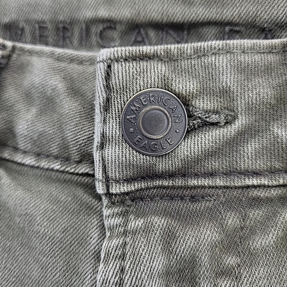 American Eagle Jeans Mens Sz 28X32 Gray Skinny Distressed Destroyed - Picture 9 of 14